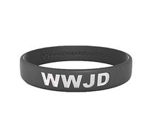WWJD Black 100% Silicone Wristband - Silicone Rubber Bracelet - Christian Religious Events, Gifts, Support, Causes, Fundraisers, Awareness - Men, Women, Kids