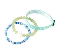 WWJD Bracelet Set for Women Men Adjustable Tone Heishi Vinyl Record and Natural Stone Beads Christening Confirmation Jewelry Brazilian Couple Bracelet, one size, Plastic, No Gemstone