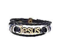 WWJD Bracelets Multi-Layer What Would Jesus Do Leather Bracelet Vintage Jesus Fish Bracelets for Women Men Religious Christian Jewelry, Leather, no gemstone