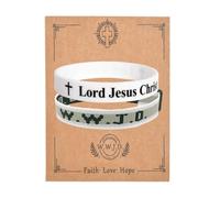 WWJD Christian Bible Verse Silicone Bracelets Set WWJD Braided Rope Bracelet Christian Quote Rubber Cross Bracelets What Would Jesus Do Woven Religious Wristbands, Stretchy and Adjustable Size, Cotton