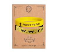 WWJD Christian Bible Verse Silicone Bracelets Set WWJD Braided Rope Bracelet Christian Quote Rubber Cross Bracelets What Would Jesus Do Woven Religious Wristbands, Stretchy and Adjustable Size, Cotton