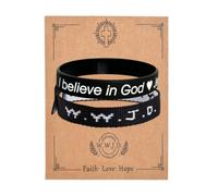WWJD Christian Bible Verse Silicone Bracelets Set WWJD Braided Rope Bracelet Christian Quote Rubber Cross Bracelets What Would Jesus Do Woven Religious Wristbands, Stretchy and Adjustable Size, Cotton