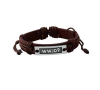 WWJD Necklace Bracelet Question Personal, What Would Jesus Do Bracelets Pack, W W J D Bracelets Wrap Rope Alloy Letters Charm Cow Leather Bracelet, Men Jewelry Handmade Wristband WWJD?, Silver, no