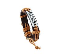 WWJD Tag Religious Leather Bracelet, Handmade Leather Braided What Would Jesus Do Golds Guide Strand Bracelet for Women Men Boys Religious Gift, Leather, metal