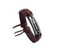 WWJD Tag Religious Leather Bracelet, Handmade Leather Braided What Would Jesus Do Golds Guide Strand Bracelet for Women Men Boys Religious Gift, Leather, metal