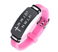 WWJD What Would Jesus Do Christian Faith Silicone Bracelet, HWLF He Would Love First Serenity Reminder Wristband Christ Cross Jewellery for Protection, Adjustable, Pink