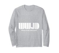 WWJD What Would Jesus Do - Christian Religion - Vertical Long Sleeve T-Shirt, Adult Unisex, Heather Grey, Medium