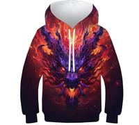 WWJLRLXTO Dragon 3D Printed Cool Dragon Kids Pullover Hooded Sweatshirt Boys Girls Hoodie Fashion For Childrens Age 4-16 7-9Y