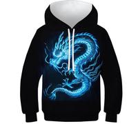 WWJLRLXTO Dragon Hoodies 3D Clothes For Kids Kid Funny Cool Dragon Pullover Sweatshirts Long Sleeve for 6-16 Years 6-7Y