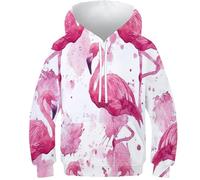 WWJLRLXTO Flamingo Hoodies 3D Clothes For Kids Kid Funny Cute Flamingo Pullover Sweatshirts Long Sleeve for 6-16 Years 13-15Y