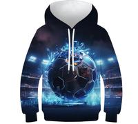 WWJLRLXTO Football - Sports 3D Printed Colorful Football Kids Pullover Hooded Sweatshirt Boys Girls Hoodie Top New Casual 5-16 Years 7-9Y