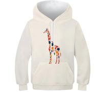WWJLRLXTO Giraffe Hoodies 3D Boys Girls Novelty Animal Pullover Sweatshirts with Pocket Age 6-15 Years 6-7Y