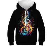 WWJLRLXTO Musical Note 3D Printed Symbol Pullover Hoodie Hooded Sweatshirt Boys Girls Hoodie Top New Casual for 6-16 Years 13-15Y