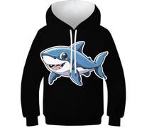 WWJLRLXTO Shark 3D Printed Cool Shark Pullover Hoodie Hooded Sweatshirt Boys Girls Hoodie Fashion For Childrens 5-16 Years 13-15Y