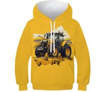 WWJLRLXTO Tractor 3D Printed Construction Vehicle Kids Pullover Hooded Sweatshirt Boys Girls Hoodie Top New Casual 5-16 Years 11-13Y