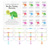 WWmily 12 Sets You're Turtley Awesome Inspirational Gift Bulk Turtle Bracelets Adjustable Turtle String Wish Bracelet with Cards Appreciation Gifts for Students Employee Staff Coworkers (12)