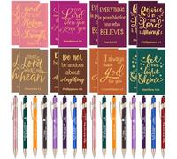 WWmily 16 Sets Christian Gift Bulk Bible Verse Notebooks and Ballpoint Pens