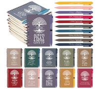 WWmily 20 Pcs Christian Gifts Bible Verse Notebook and Ballpoint Pen Christian Tree of Life Prayer Journal Religious Scripture Notepad for Men Women Sunday School Church Bible Study Supplies