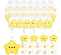 WWmily 20 Sets Employee Appreciation Gifts Bulk - Squeaky Yellow Plush Star Keychain,Cute Inspirational Cards,Organza Bags Funny Thank You Staff School Leavers Good Luck Favors for Coworkers Teachers