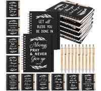 WWmily 20pcs Christian Ballpoint Pen and Notebook Bulk Bible Journal Christian Pen Scripture Pen Religious Gift Inspirational Scripture Gift for Women Men Church Coworker School Supplies (Black)