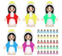 WWmily 30 Pcs Mini Virgin Mary Figurines Bulk Little Mother Mary Miniature Figures Doll Multicolored Religious Gifts for Sunday Easter Eggs Stuffers Baptism Favors