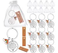 WWmily 30Pcs Thank You Keychain Gifts,10 Pcs Thank You Keyring Rainbow Inspirational Keychain 10 Pcs Thank You Cards 10 Pcs Organza Bags Employee Appreciation Gift for Coworker