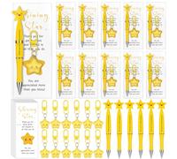 WWmily 36 Pcs Employee Appreciation Gifts Employee of the Month Recognition Favors 12 Sets Inspirational Star Ballpoint Pens Small Yellow Fat Star Keychains Thank You Cards for Coworker Teacher