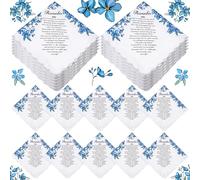 WWmily 50 Pcs Forget Me Not Handkerchief Funeral Favours for Guests Memorial Remember Me Cotton Soft Square Handkerchiefs Sympathy Bereavement Gifts Bulk for Loved Ones Gifts