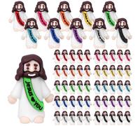 WWmily 50 Pcs Mini Jesus Figures Jesus Loves You Religious Little Cute Miniature Tiny Rubber Figures Doll Church Favors for Hiding for Easter Egg Sunday School Baptism Activities Party Supplies