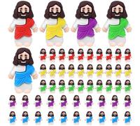 WWmily 50 Pcs Mini Jesus Figures Religious Tiny Rubber Jesus Figurine Cute Doll to Hide and Seek Church Favors Gifts for Sunday School Baptism Activities Party Supplies