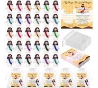 WWmily 50 Sets Mini Jesus Figures Religious Party Favors Christian Jesus Loves You Little Figures Doll Bible Verse Prayer Cards Organza Bags for Church Hide Sunday School Baptism Gifts
