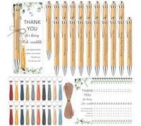 WWmily 60 Pcs Employee Appreciation Gifts Bulk Bamboo Ballpoint Pens Thank you Cards Inspirational Keychain Twine Quotes Encouraging Pen for Colleagues Staff Teacher Nurses Volunteer (Multicolor)