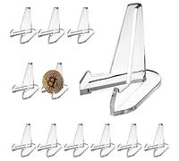 Wwmstlkx 12 Pieces Acrylic Easel Stands, Stable Plates Stand, Clear Display Holder, Plastic Easels, Mini Stand Easel, for Displaying Coin, Medals, Pocket Watches, Mobile Phones, Picture, Artwork