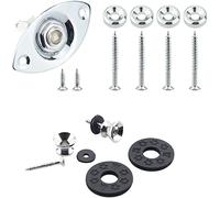 Wwomusic 1/4"(6.35mm) Silver Oval Guitar Input Output Jack Plate Socket,Guitar Neck Joint Ferrules Bushings with Screws for Fender Strat Tele Guitar or Bass,2PC Guitar Strap Buttons with Strap Blocks