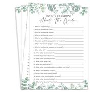 WwongxianB Twenty Questions About The Bride Bridal Shower Games, Eucalyptus Greenery Bridal Shower Games Cards 30 Guests, Wedding Engagement Bachelorette Party Activity & Game Reception Supplies-A05