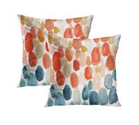 WWOOPLL Set of 2 Cushion Covers 45x45cm, Coral and Blue Stones Home Decor Pillowcases Throw Cushions Pillow Covers for Living Room Sofa Couch Bed, 18x18 Inch