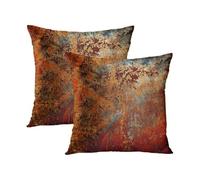 WWOOPLL Set of 2 Cushion Covers 55x55cm, Brown Rust Colorful Metal Rusty Steel Home Decor Pillowcases Throw Cushions Pillow Covers for Living Room Sofa Couch Bed, 22x22 Inch