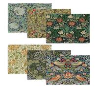 WWOOPLL William Morris Linen Fabric Placemats Set of 6, Vintage Botanical Floral Garden Table Mats for Kitchen Decor, Durable, Stain-Resistant, Machine Washable & Reusable,Perfect for Parties, 45x30cm
