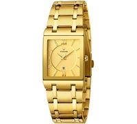 WWOOR Square Watches for Men Stainless Steel Mens Square Watch with Date Original Waterproof Analog Quartz Fashion Business Casual Wristwatch, 36B-Gold, fashion/formal