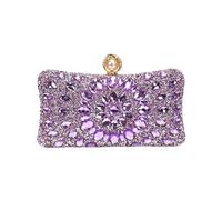 WWPMNQD Golden Metal Pearl Rhinestones Glitter Evening Bags Small Lady Prom Dinner Luxury Night Gift Girlfriend Purse Diamonds(PURPLE)