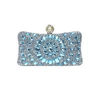 WWPMNQD Golden Metal Pearl Rhinestones Glitter Evening Bags Small Lady Prom Dinner Luxury Night Gift Girlfriend Purse Diamonds(BLUE)