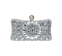 WWPMNQD Golden Metal Pearl Rhinestones Glitter Evening Bags Small Lady Prom Dinner Luxury Night Gift Girlfriend Purse Diamonds(SILVER)