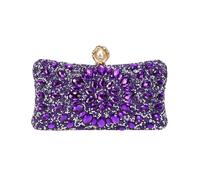 WWPMNQD Golden Metal Pearl Rhinestones Glitter Evening Bags Small Lady Prom Dinner Luxury Night Gift Girlfriend Purse Diamonds(D PURPLE)