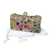 WWPMNQD Golden Metal Pearl Rhinestones Glitter Evening Bags Small Lady Prom Dinner Luxury Night Gift Girlfriend Purse Diamonds(GOLDCOLOR)