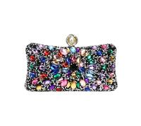 WWPMNQD Golden Metal Pearl Rhinestones Glitter Evening Bags Small Lady Prom Dinner Luxury Night Gift Girlfriend Purse Diamonds(BLACKCOLOR)