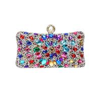 WWPMNQD Golden Metal Pearl Rhinestones Glitter Evening Bags Small Lady Prom Dinner Luxury Night Gift Girlfriend Purse Diamonds(SILVERCOLOR)