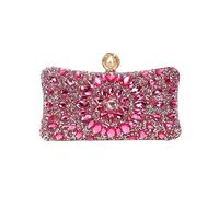 WWPMNQD Golden Metal Pearl Rhinestones Glitter Evening Bags Small Lady Prom Dinner Luxury Night Gift Girlfriend Purse Diamonds(ROSE)