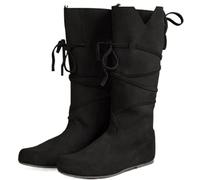 WWPMNQD knee-high boots Retro Renaissance Men's Boots High-Tube Sewing Line Elements EVA Material Flat Heel Inner Rubber Sole for Women(Black,48)