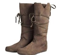 WWPMNQD knee-high boots Retro Renaissance Men's Boots High-Tube Sewing Line Elements EVA Material Flat Heel Inner Rubber Sole for Women(Khaki,45)