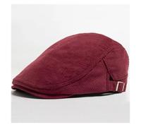 WWPMNQD Men's Flat Cap Men Corduroy Beret Spring Autumn Thick Warm Women's Flat Hat Vintage Casual Newsboy Cap Unisex Fashion Front Back Wear(Wine red)